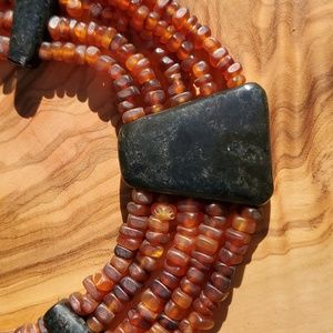 Monies amber sodalite horn necklace Danish Gerda Lynggaard choker.